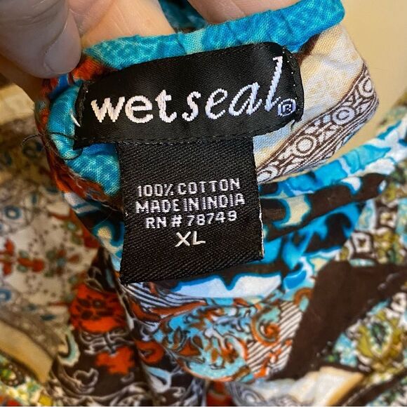 Wet Seal Spaghetti Strap Brown Blue Boho patchwork size XL - Picture 4 of 4